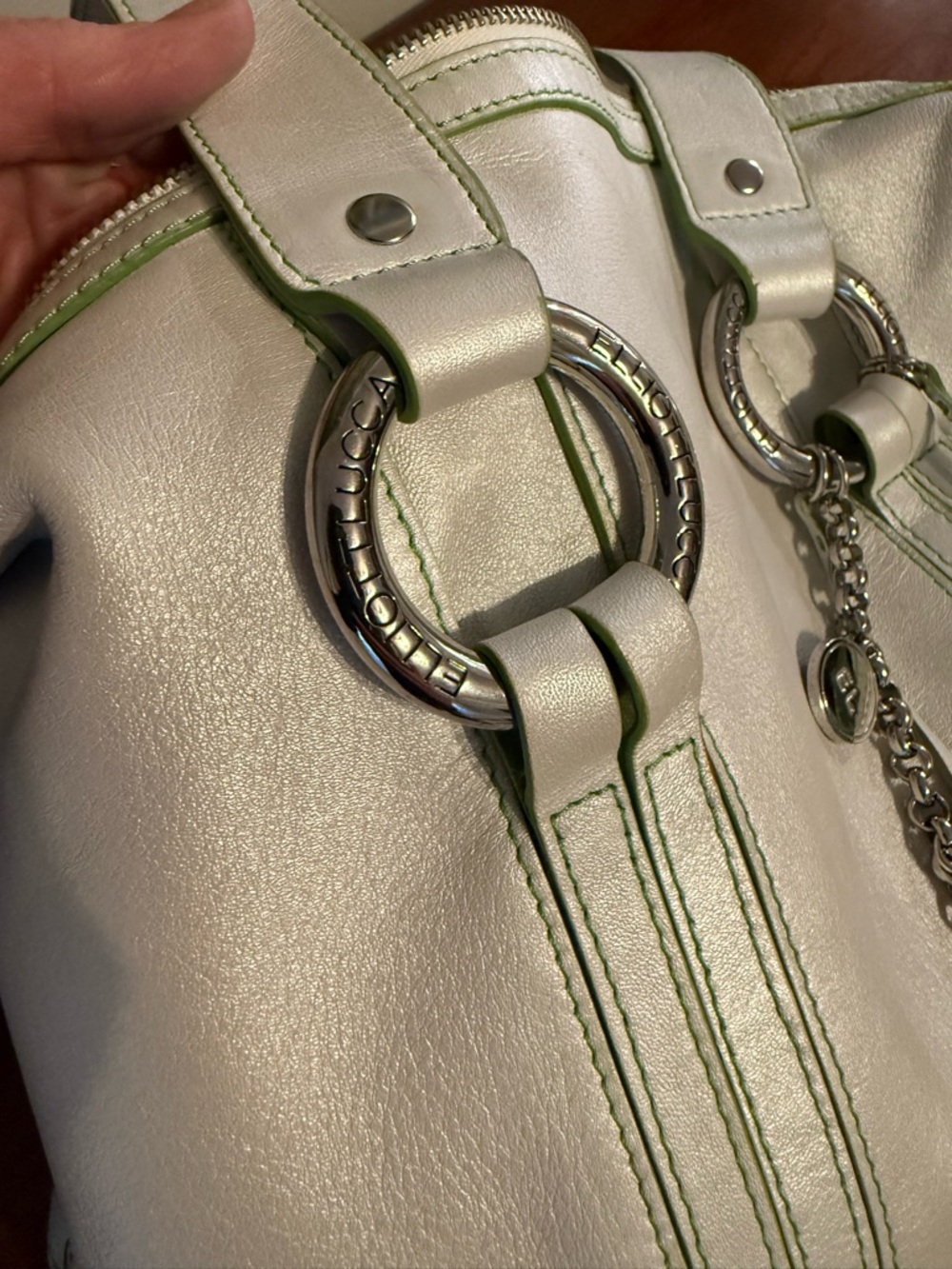 Elliott Lucca Pearly White Leather Shoulder Bag | Y2K Charm Bag Spring Summer 🤍 - Picture 10 of 16